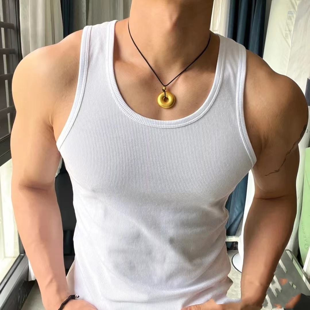 High quality factory wholesale gym tank top men blank black white gray singlets men ribbed polyester tank tops Opp bag