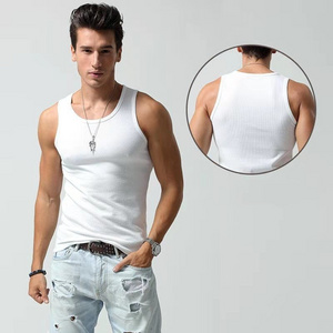 Pack of 3 Men cotton gym vest bodybuilding ribbed tank top stretch fitness tank top in stock