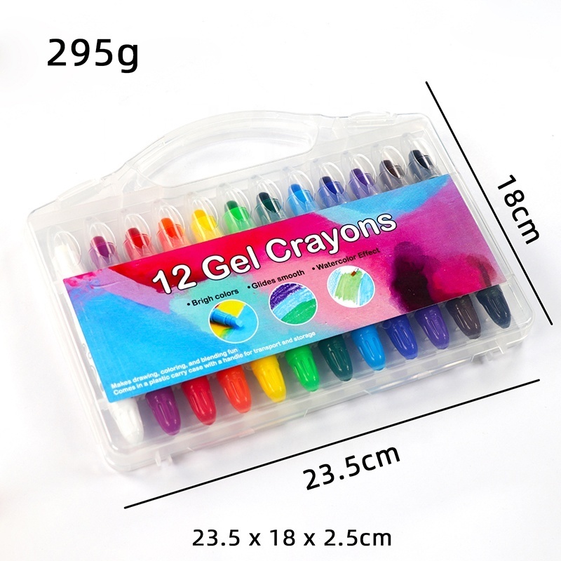 12 Non-Toxic Washable Watercolor Effects Silky Gel Crayons for Kids