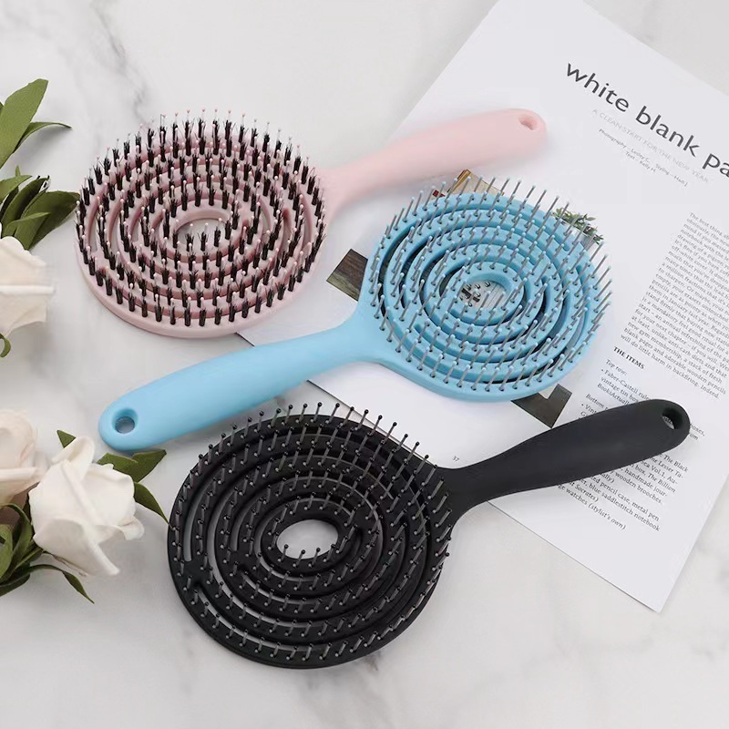 New Arrive Colors Natural Boar Bristle Detangling Hair Brush Customized Logo Hair Extension Wave Brushes For Salon Use