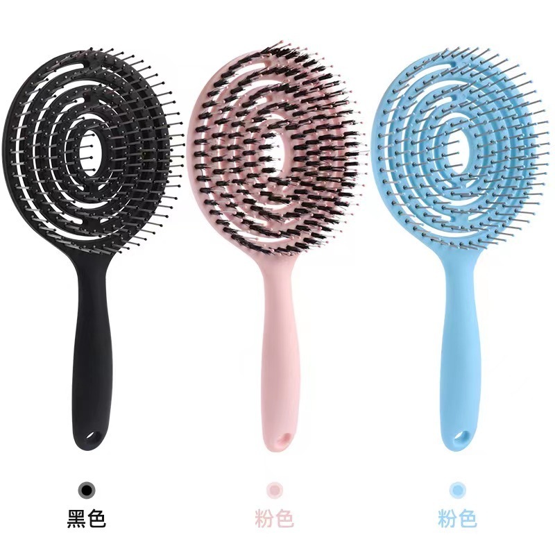 New Arrive Colors Natural Boar Bristle Detangling Hair Brush Customized Logo Hair Extension Wave Brushes For Salon Use