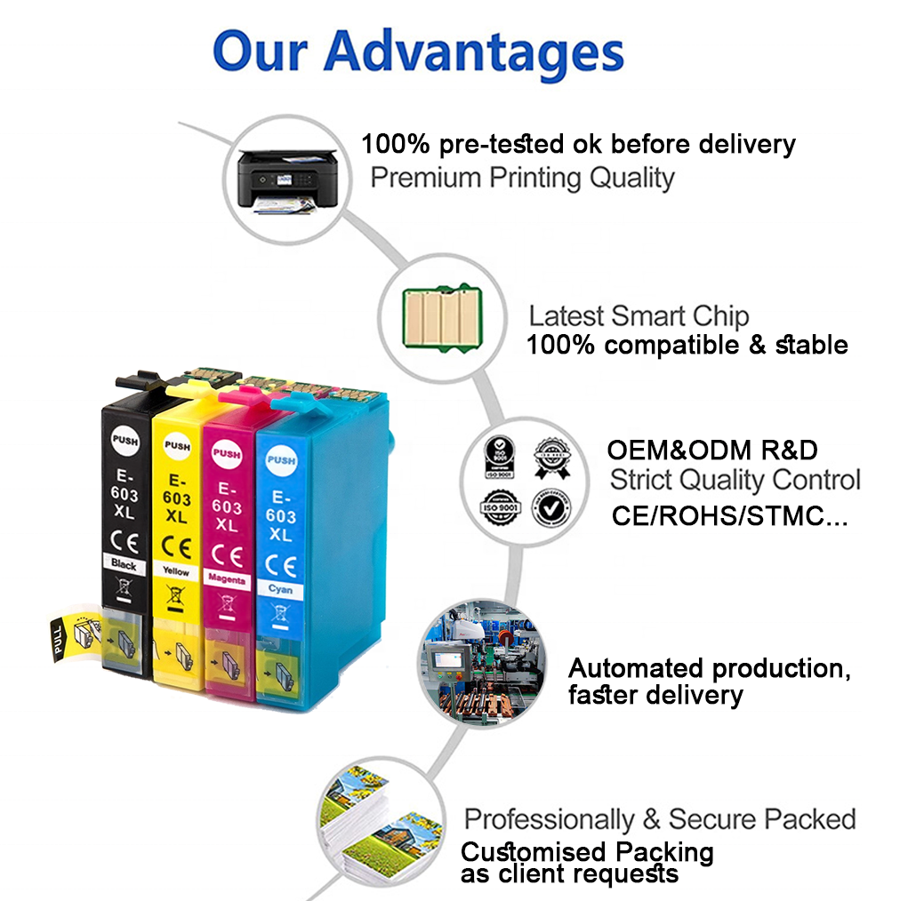 T603XL Inkjet Cartridge T603 E603XL for Epson printer Ink Cartridge T603XL T603 wf 2850 ink E603 603XL Compatible Ink Cartridges