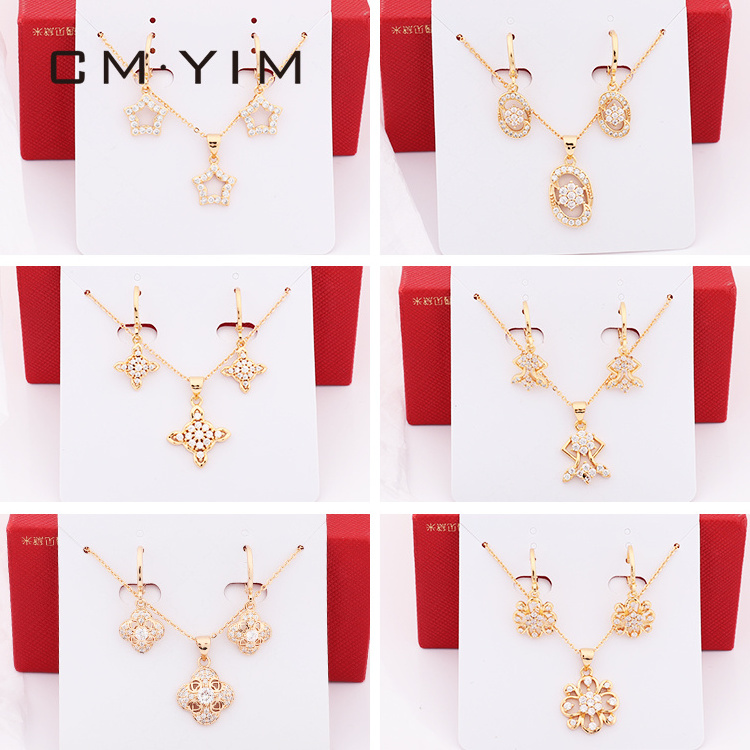 CM YIM Pendant Chain Jewelry Necklace Fashion Wedding Accessories Jewelry Set AAA Cubic Zirconia Women 18K Gilded Jewellery