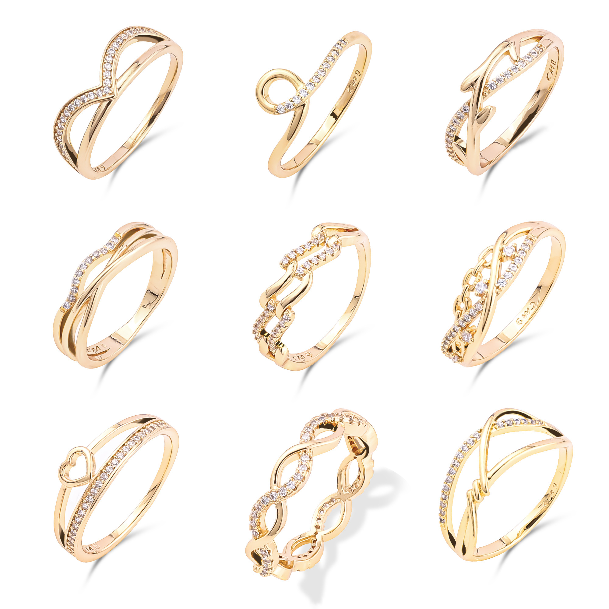 Custom 18K gold plated rings jewelry heart butterfly snake cubic zircon gemstone diamond brass finger ring for women