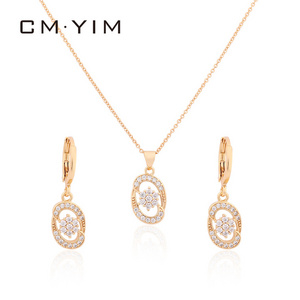 CM YIM Pendant Chain Jewelry Necklace Fashion Wedding Accessories Jewelry Set AAA Cubic Zirconia Women 18K Gilded Jewellery