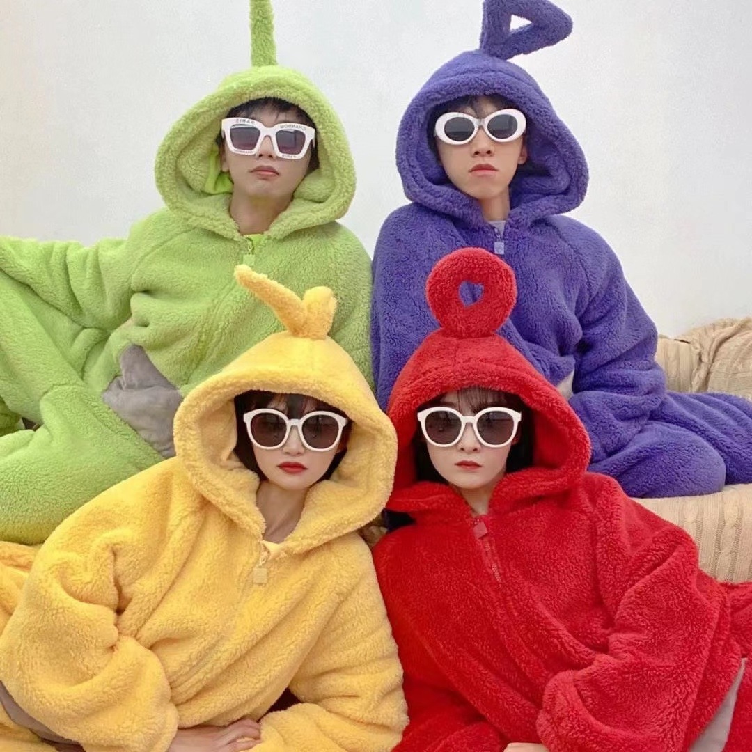 Teletubbies Anime TinkyWinky Dipsy Laa Laa Po Zip Furry Hoodies Festival Costume Performance Clothing Sleepwear Jumpsuit Romper