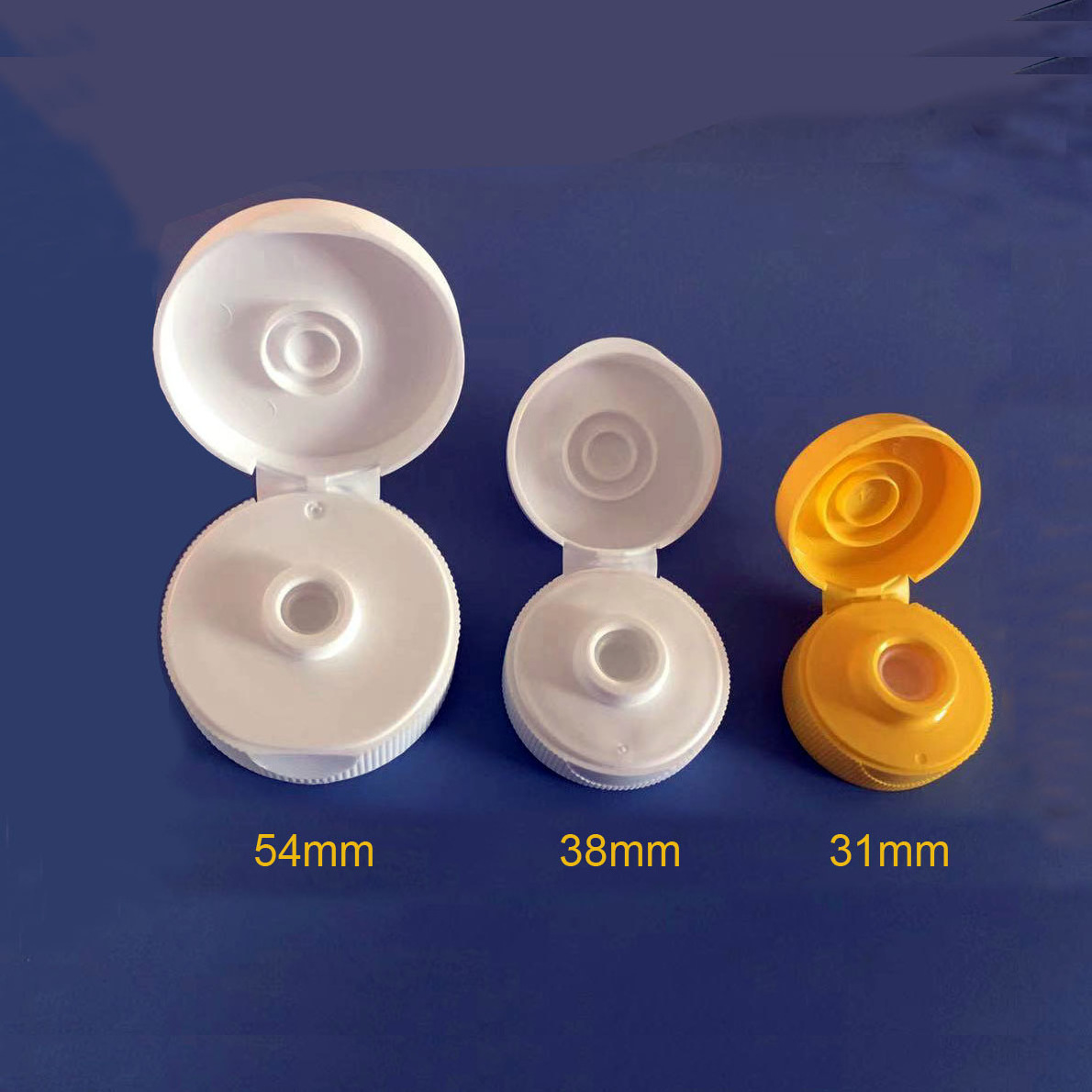 53mm 38/400 plastic bottle flip top lids flip top closures hinged flip top caps with silicone valve