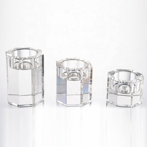 New Design Faceted K9 Christmas Decorative Clear Cube Tea Light Crystal Candle Holders