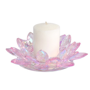 Lotus Flower Candle Holders Decorative Glass Candlestick Crystal Candle Holder Sticks Jars For Wedding Candelabra Centerpiece