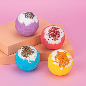 Colorful Explosion Natural Bubble Sea Bath Ball Salt Bomb With Dried Flower Deep Sea Salt Body Oil