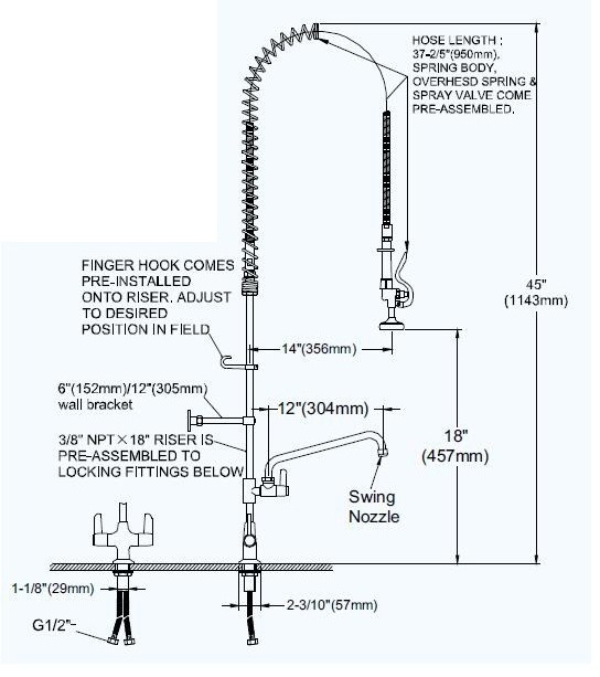 Kitchen Faucet Pull Out Spray Commercial Pre Rinse Faucet