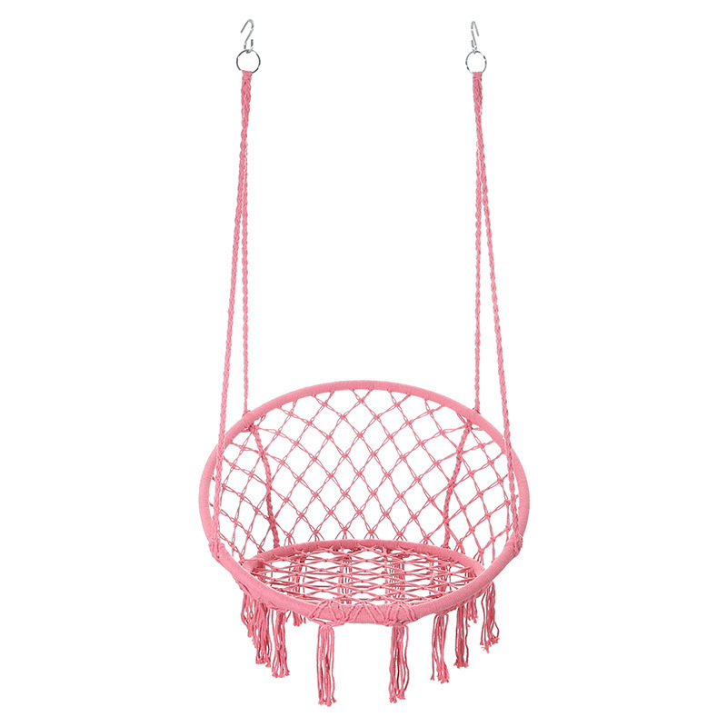 White black pink macrame hammock outdoor swing chair with fringe garden hammock