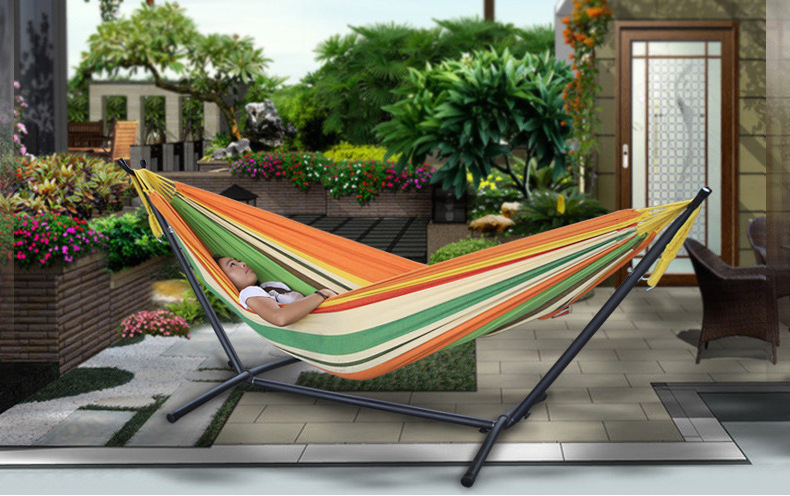 Portable Folding Stand Hammock Outdoor Indoor Double Cotton Hammock with stand