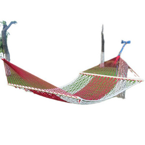 Outdoor Cotton Hammock Leisure Chair With Wooden Stick Beach Net Hammock swing hammock