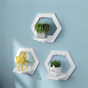 PVC Hexagon Floating Shelves Home Decor round Storage Rack Shelf Decorative square Storage Rack Wall Mounted Shelf