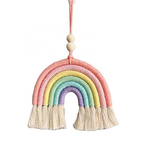 Cotton rope Macrame Rainbow Wall Decor for Kids Room Home Decor with customized packing