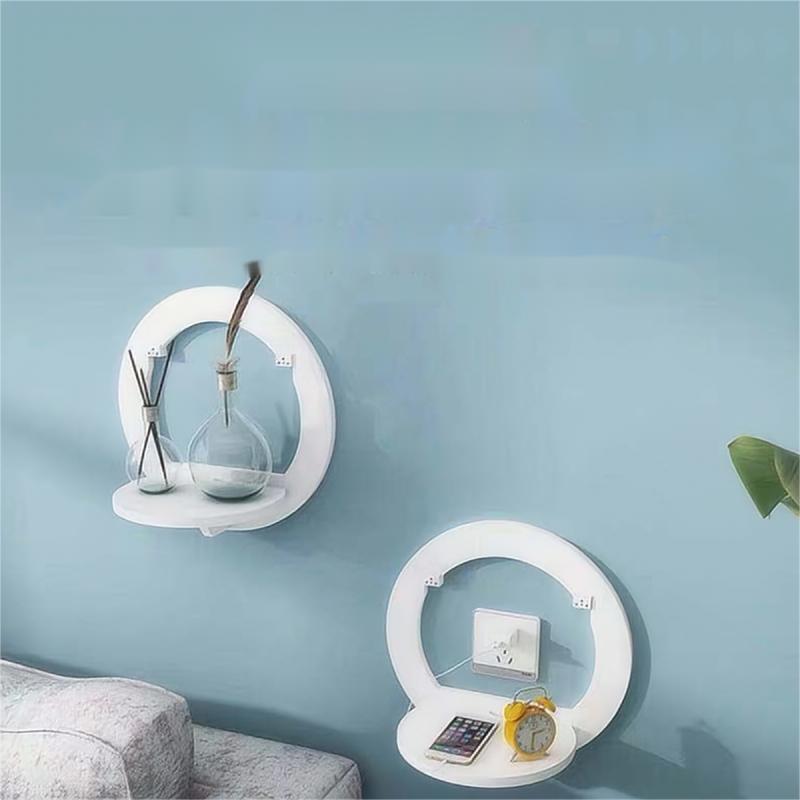 PVC Hexagon Floating Shelves Home Decor round Storage Rack Shelf Decorative square Storage Rack Wall Mounted Shelf