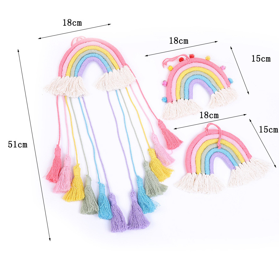 Rainbow Wall Hanging long Tassels Boho Decor for Baby Girls Kids Nursery Rooms Modern Home macrame wall Hangings