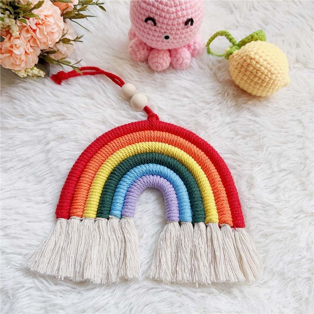 Cotton rope Macrame Rainbow Wall Decor for Kids Room Home Decor with customized packing