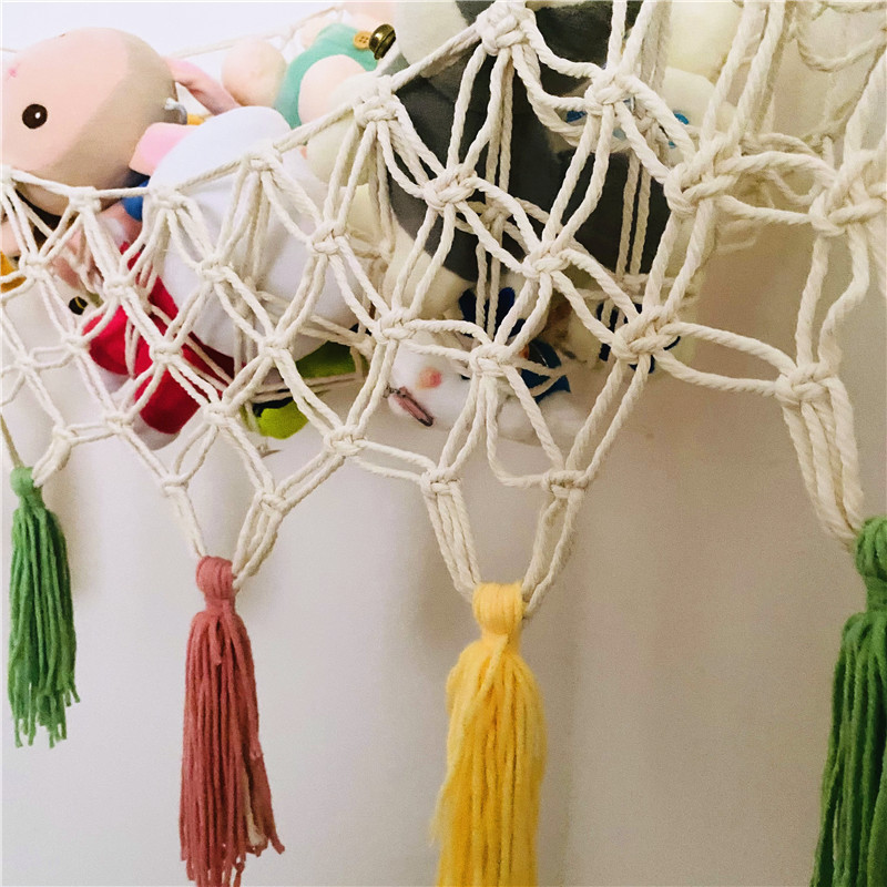 Stuffed Animal Hammock Macrame Boho Plush Toy Net Hammock for Stuffed Animals  Corner Hanging Stuffed Animal Storage Holder