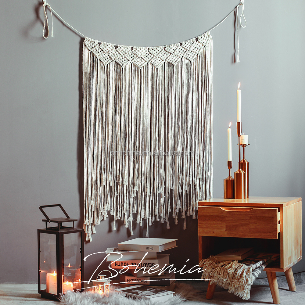 Macrame Wall Hanging Large Woven Wall Hangings Boho Cotton Handmade Macrame Backdrop Wall Decor for Wedding Living Room