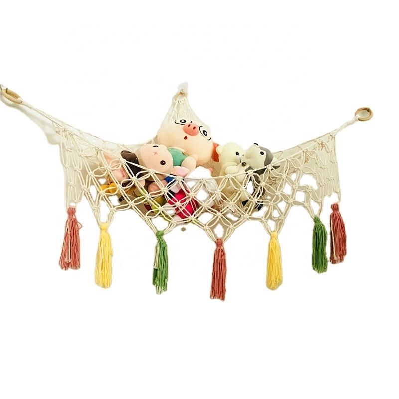 Stuffed Animal Hammock Macrame Boho Plush Toy Net Hammock for Stuffed Animals  Corner Hanging Stuffed Animal Storage Holder