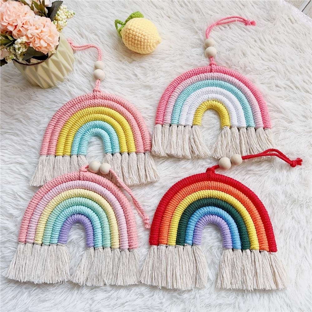 Cotton rope Macrame Rainbow Wall Decor for Kids Room Home Decor with customized packing