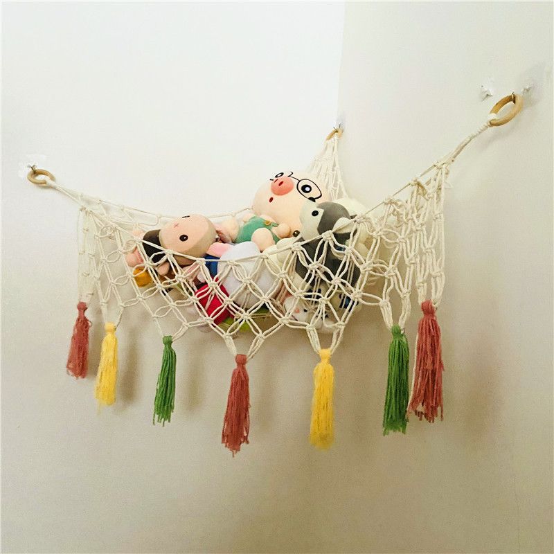 Stuffed Animal Hammock Macrame Boho Plush Toy Net Hammock for Stuffed Animals  Corner Hanging Stuffed Animal Storage Holder