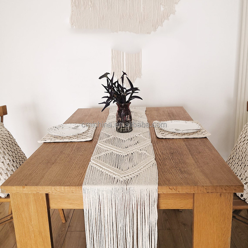 Boho Chic Bohemian wedding table cloths Boho Chic Bohemian Handwoven Macrame Table Runner 72inch