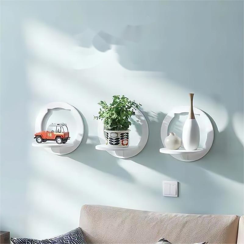 PVC Hexagon Floating Shelves Home Decor round Storage Rack Shelf Decorative square Storage Rack Wall Mounted Shelf