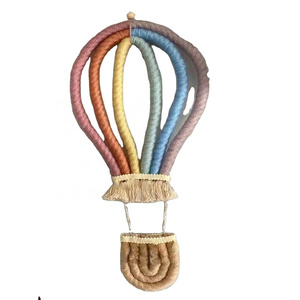 Macrame hot air balloon kids room wall decor