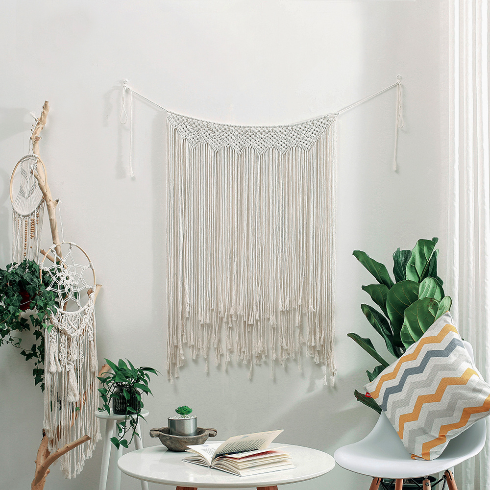 Macrame Wall Hanging Large Woven Wall Hangings Boho Cotton Handmade Macrame Backdrop Wall Decor for Wedding Living Room