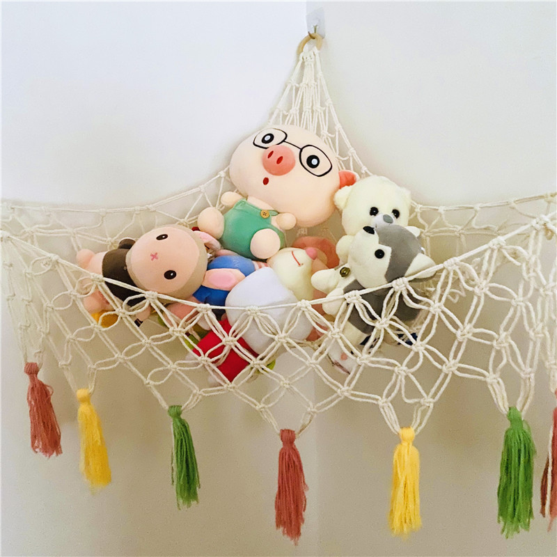 Stuffed Animal Hammock Macrame Boho Plush Toy Net Hammock for Stuffed Animals  Corner Hanging Stuffed Animal Storage Holder