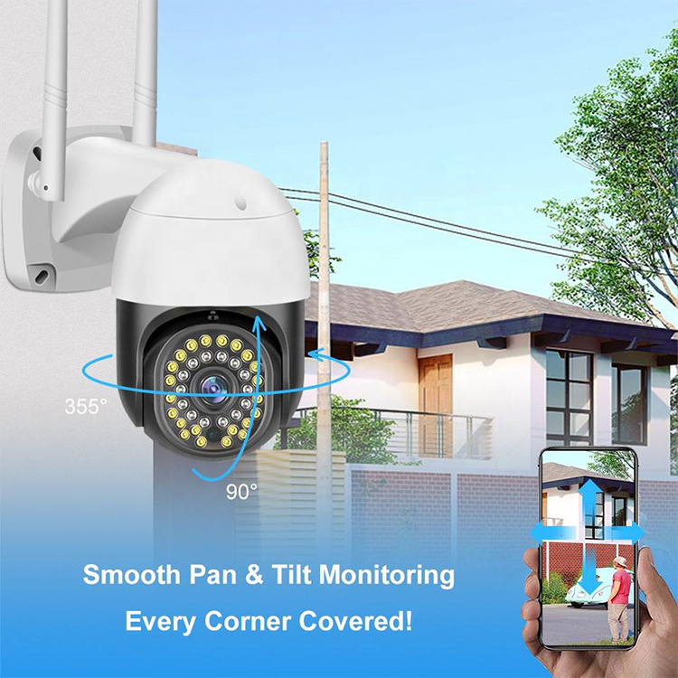 Hot Sale 1080P Hd IP66 Two-Way Audio Outdoor Smart Home Security Wireless Wifi Waterproof Outdoor IP Ptz Cctv Camera