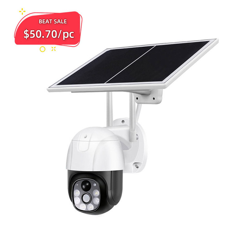 Person-detection Wireless 1080p Hd Solar Powered Bullet Wi-fi Floodlight Wifi Outdoor Cctv Ip Camera