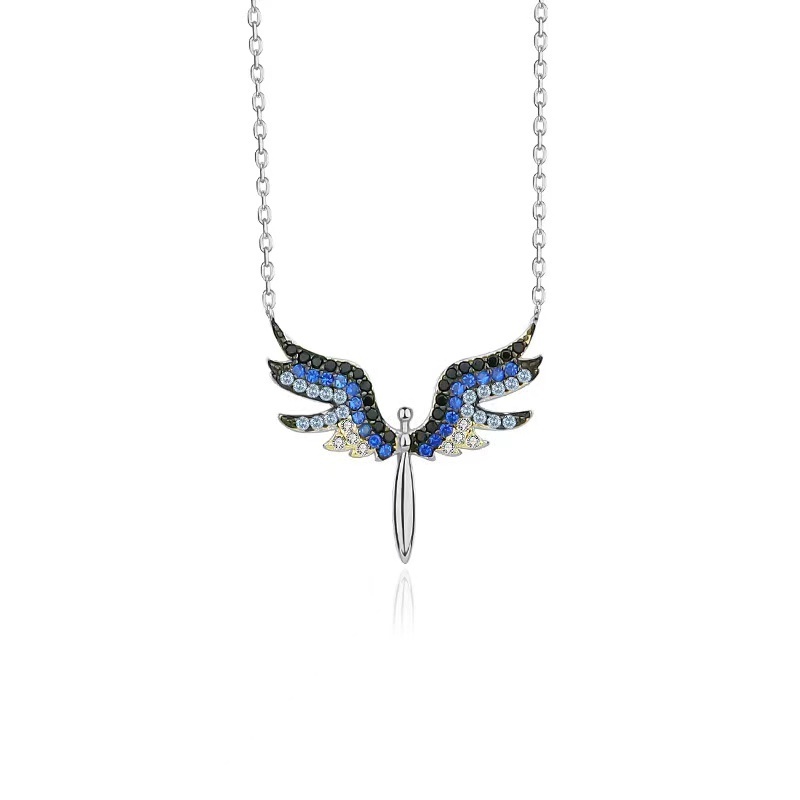 Fashionable 925 sterling silver angel wings wings 18k real gold plated exquisite women's necklace jewelry