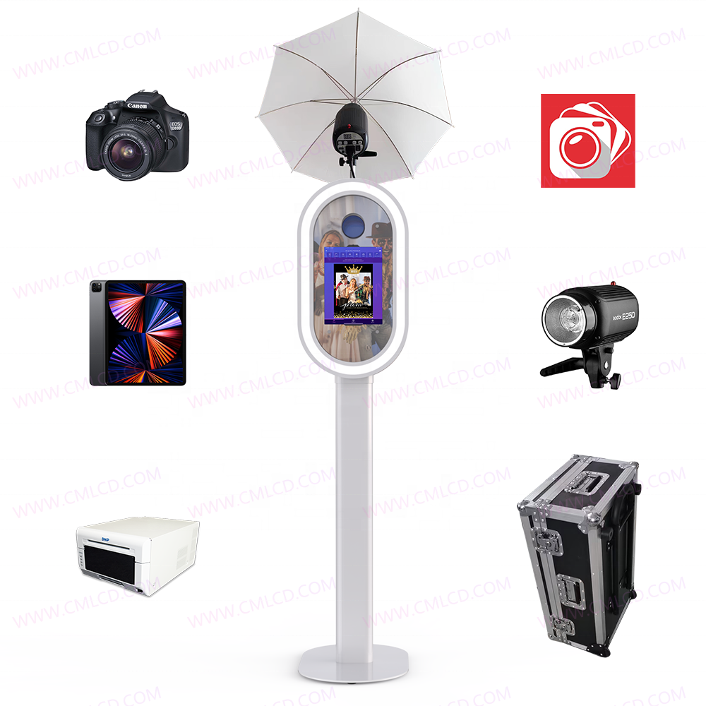 DSLR photo booth shell with umbrella flash light iPad photobooth metal case photo booth machine with printer and camera adapted