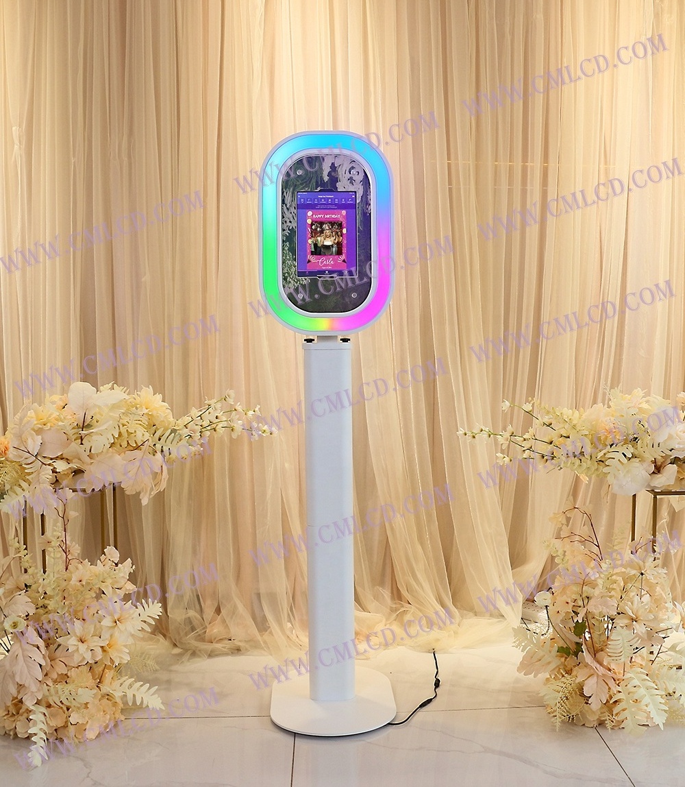 ipad photobooth social media sharing aluminum shell selfie machine 11 inch and 12.9 inch oval case mirror wedding photo booth