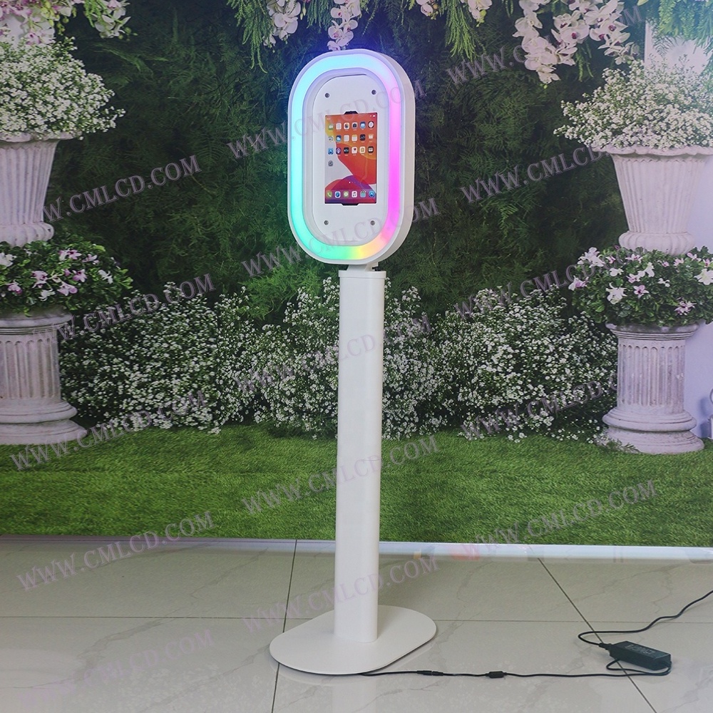 ipad photobooth social media sharing aluminum shell selfie machine 11 inch and 12.9 inch oval case mirror wedding photo booth