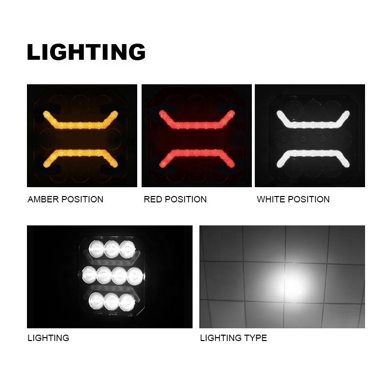 4 Inch Spot Flood Amber White RED position light Driving Offroad light Square Truck work light