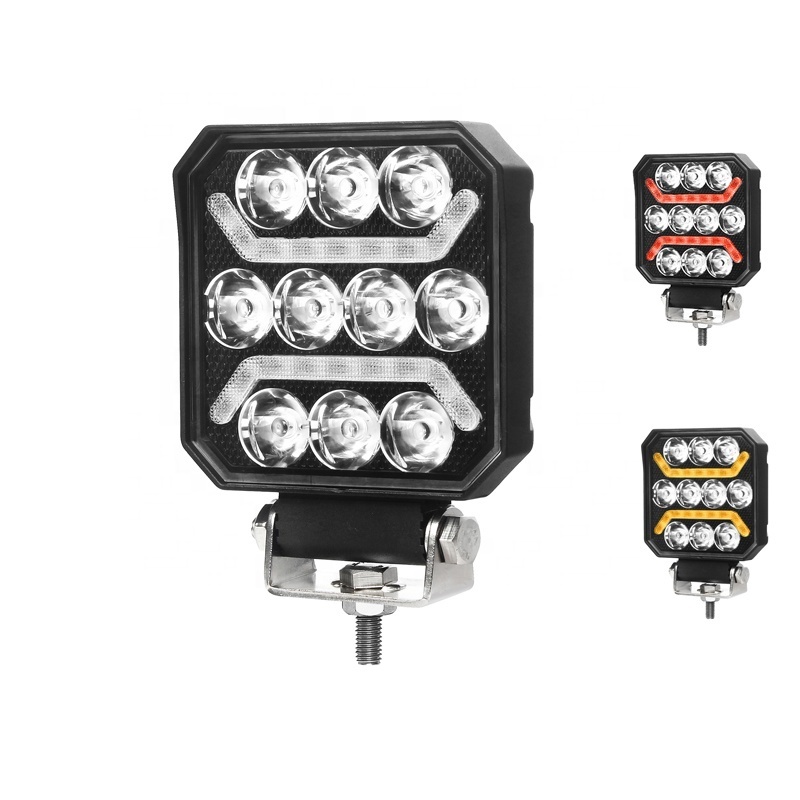 4 Inch Spot Flood Amber White RED position light Driving Offroad light Square Truck work light