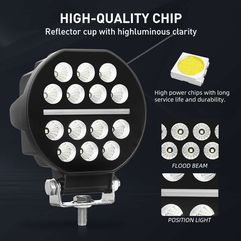 High Power 1300M Super Bright Round Led Driving Light Truck Offroad Spotlight 4x4 5