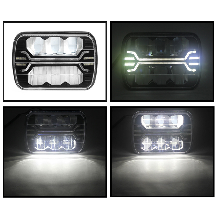 universal led 5*7 headlight offroad IP67 e-mark DOT rectangular 5*7 led headlight for car