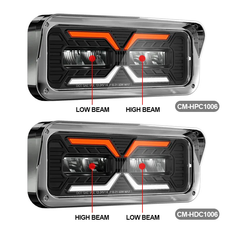 2024 New Square Headlamps DOT Approved Sealed Beam LED Truck Headlights For Kenworth T400 T600 T800 W900B