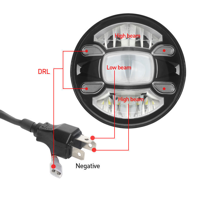 7 Inch Round Led Headlights Off-road H4 Halo Ring Driving Light Drl Headlamp For Car Motorcycle Jeeps Wranglers 12v