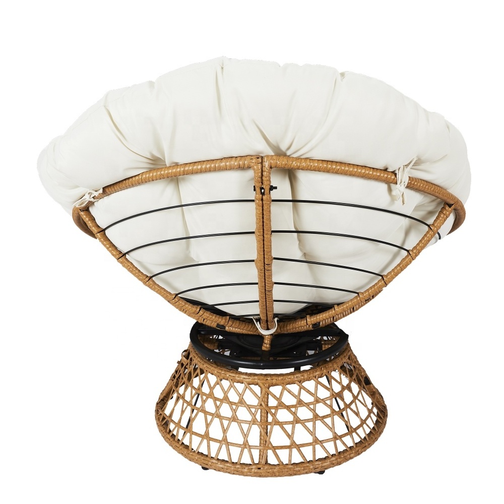 Garden Patio Swivel Papasan Chair Frame With 360-degree Rattan Wicker Papasan Chair