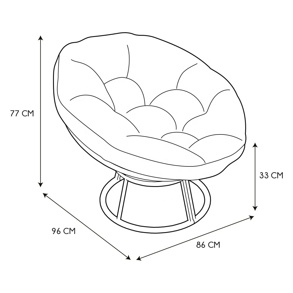 Garden Patio Swivel Papasan Chair Frame With 360-degree Rattan Wicker Papasan Chair