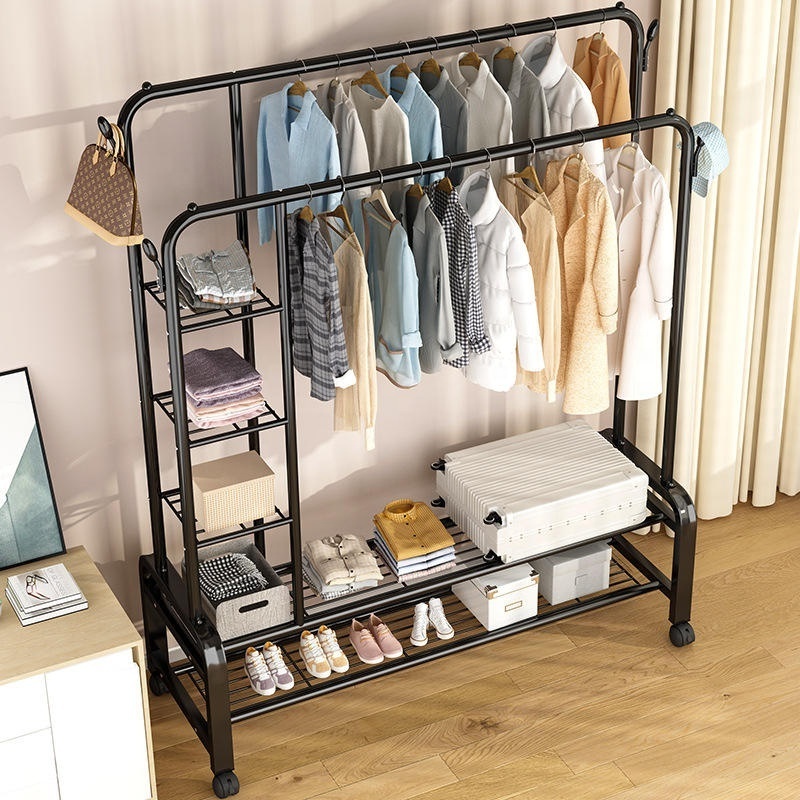 Home Furniture Metal Coat Hanging Shoes Shelf Space Saver Shoe Rack Coat Hanger Stand Clothes Hanger Rack