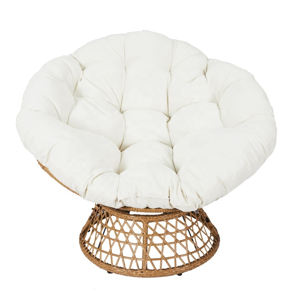 Garden Patio Swivel Papasan Chair Frame With 360-degree Rattan Wicker Papasan Chair