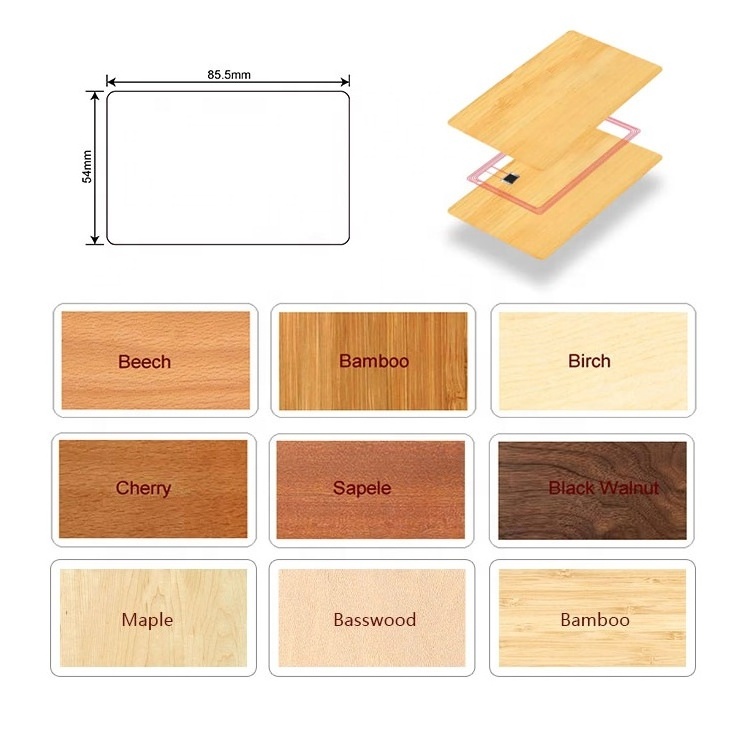 CMRFID IS014443 D41 D81 wood nfc hotel key 2k 213 tag bamboo cards smart chip D21 rfid wooden card